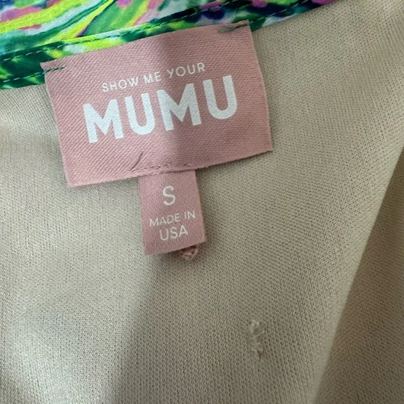 show me your mumu Jenny Ruffle Maxi Dress Small Vibrant colorful chiffon - Picture 8 of 8